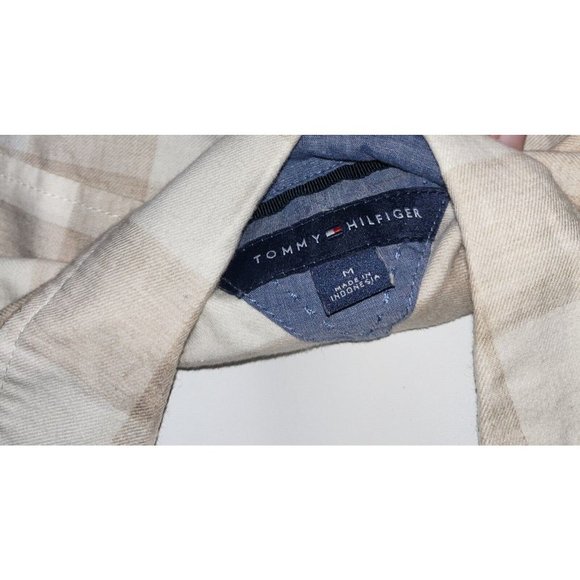 TOMMY HILFIGER Plaid Button Up Shirt, Tan & Cream, Size Medium, NWOT - Picture 5 of 5